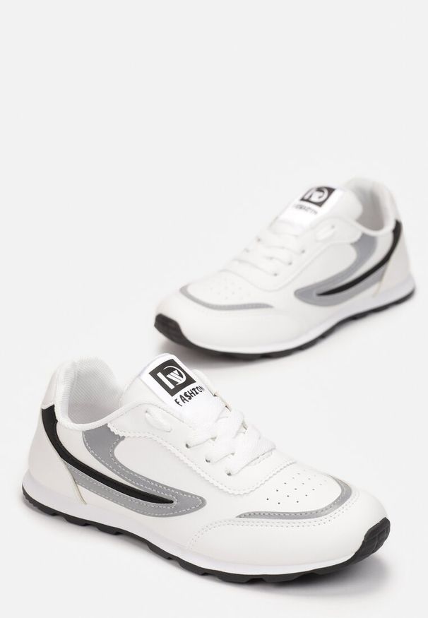 Born2be - Biało-Czarne Buty Sportowe Chloette. Okazja: na spacer, na co dzień. Kolor: biały. Materiał: materiał. Szerokość cholewki: normalna. Wzór: aplikacja. Obcas: na płaskiej podeszwie. Sport: fitness, turystyka piesza