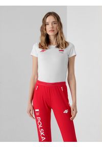 4f - Koszulka funkcyjna damska Polska - Tokio 2020. Kolor: biały. Materiał: materiał. Wzór: nadruk. Sezon: lato. Sport: fitness #1