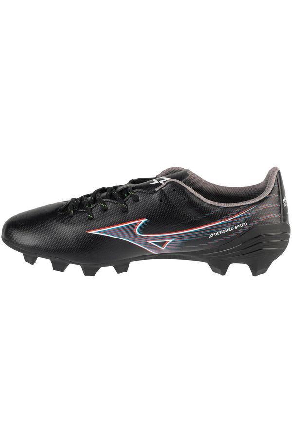 Buty piłkarskie męskie Mizuno Alpha Select Fg. Zapięcie: sznurówki. Kolor: czarny. Materiał: materiał, syntetyk, tkanina. Szerokość cholewki: normalna. Sport: piłka nożna