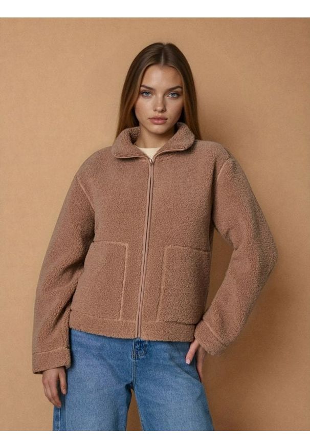 Sinsay - Bluza sherpa - brązowy. Kolor: brązowy