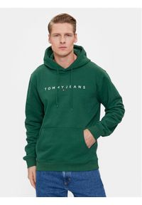 Tommy Jeans Bluza Tjm Reg Linear Logo Hoodie Ext DM0DM17985 Zielony Regular Fit. Kolor: zielony. Materiał: bawełna