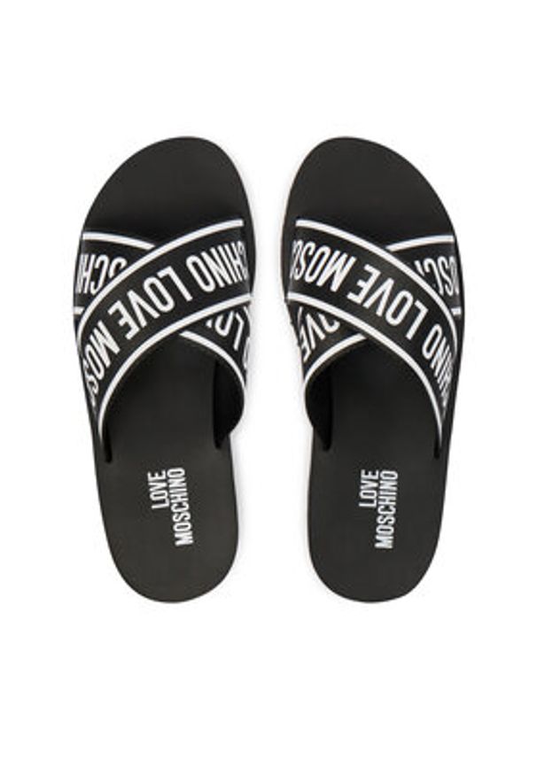 Love Moschino - LOVE MOSCHINO Klapki JA28334G0OIX7000 Czarny. Kolor: czarny. Materiał: skóra