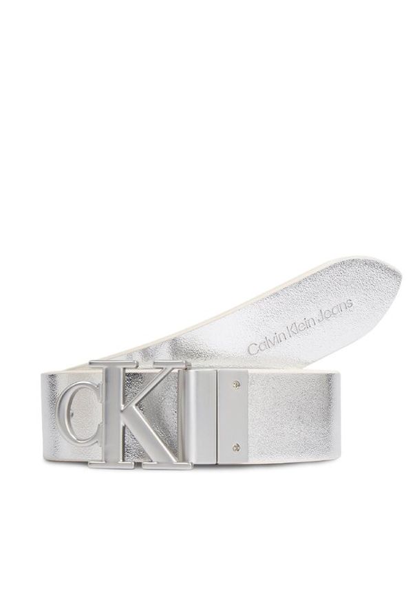 Calvin Klein Jeans Pasek Damski Round Mono Pl Rev Lthr Belt 30Mm K60K611489 Biały. Kolor: biały. Materiał: skóra