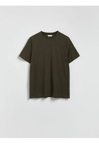 Reserved - Strukturalny t-shirt comfort fit - ciemnozielony. Kolor: zielony. Materiał: bawełna, dzianina