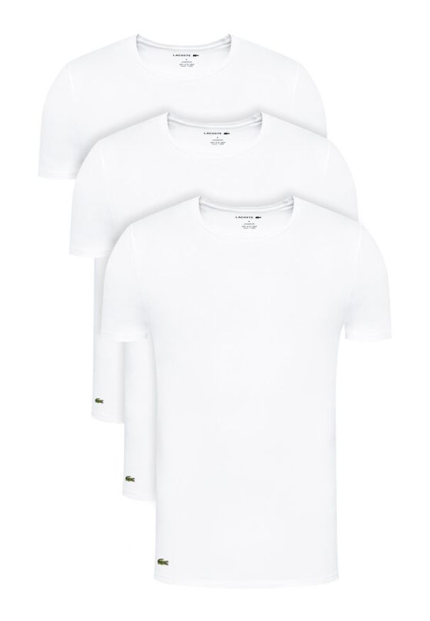 Lacoste Komplet 3 t-shirtów TH3321 Biały Slim Fit. Kolor: biały. Materiał: bawełna