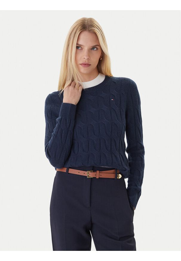 TOMMY HILFIGER - Tommy Hilfiger Sweter WW0WW43586 Granatowy Regular Fit. Kolor: niebieski. Materiał: wełna
