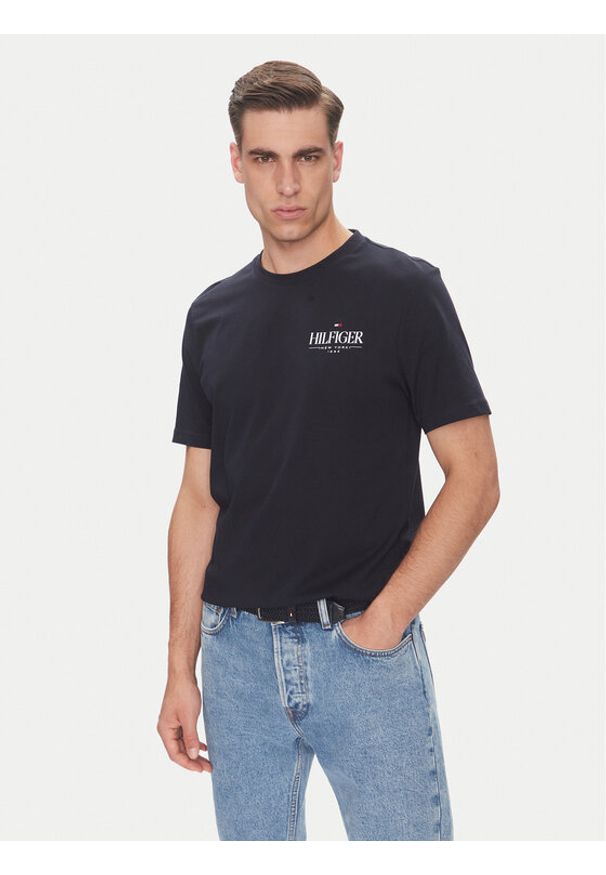 TOMMY HILFIGER - Tommy Hilfiger T-Shirt Stack MW0MW39355 Granatowy Regular Fit. Kolor: niebieski. Materiał: bawełna