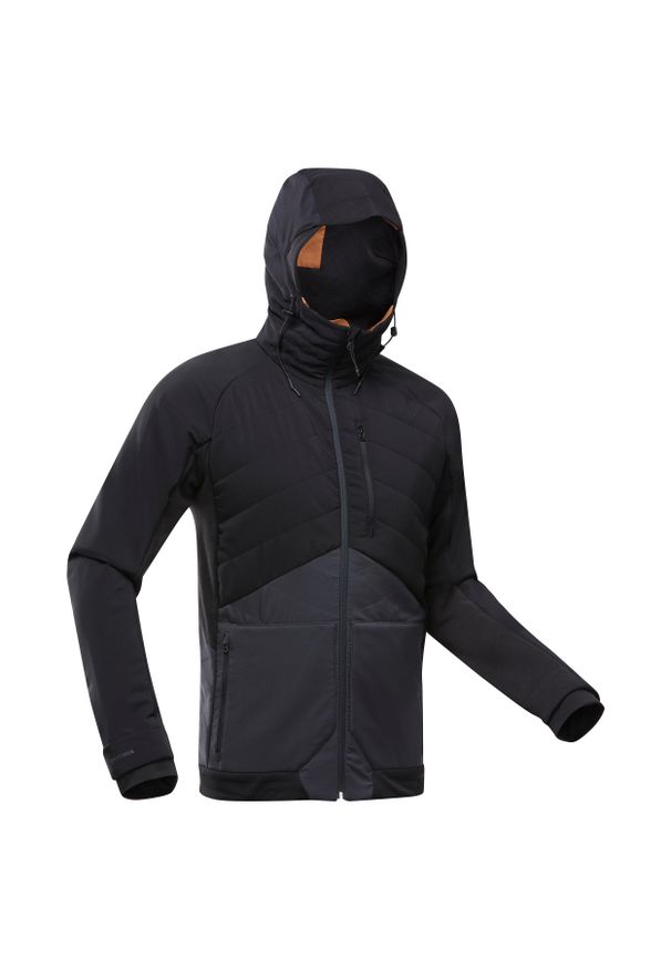 quechua - Bluza turystyczna męska z kapturem Quechua NH500 Hybride. Typ kołnierza: kaptur. Kolor: czarny. Materiał: poliester, bawełna, materiał