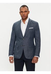 BOSS - Boss Marynarka H-Hutson-233 50514594 Granatowy Slim Fit. Kolor: niebieski. Materiał: wełna, len #6