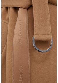 Calvin Klein Płaszcz wełniany kolor brązowy przejściowy. Okazja: na co dzień. Kolor: brązowy. Materiał: wełna. Wzór: gładki. Styl: casual, klasyczny #5