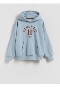 Reserved - Bluza oversize z kapturem - jasnoniebieski. Typ kołnierza: kaptur. Kolor: niebieski. Materiał: bawełna, dzianina #1