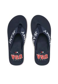 Tommy Jeans Japonki Flip Flop Logo Tape EM0EM01147 Granatowy. Kolor: niebieski. Materiał: materiał