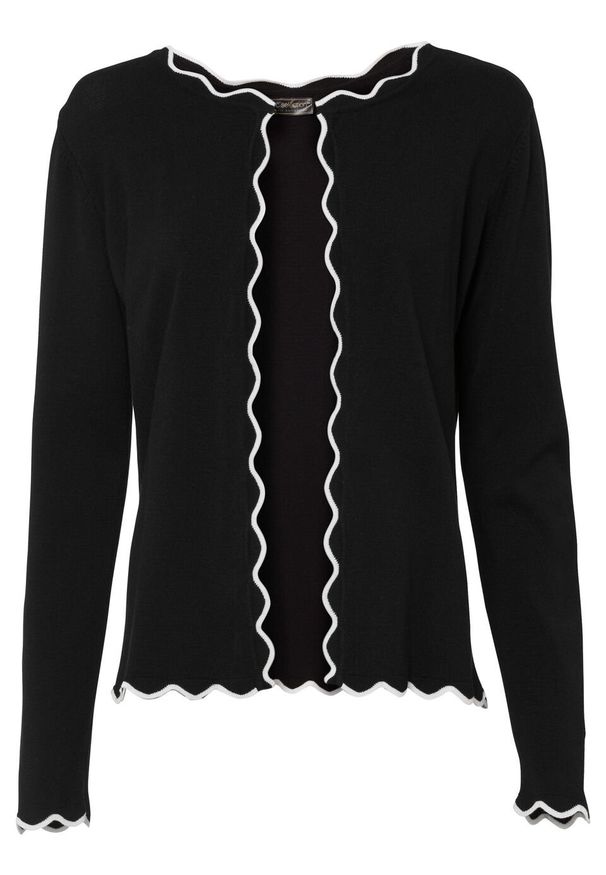 Sweter rozpinany bonprix czarno-biały. Kolor: czarny