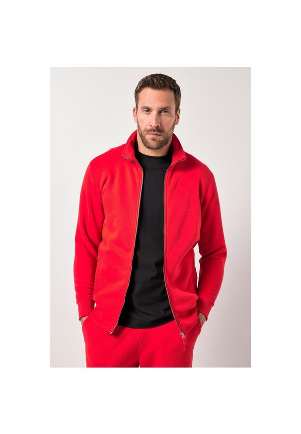 JAY-PI - Męska Bluza dresowa stójka do 8XL. Typ kołnierza: kołnierzyk stójkowy. Kolekcja: plus size. Kolor: czerwony. Materiał: poliester, materiał, bawełna