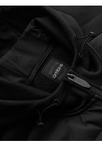 Ombre Clothing - Kurtka lekka męska z łączonych materiałów z kapturem i ozdobnym pikowaniem – czarna V5. Okazja: na co dzień. Typ kołnierza: kaptur. Kolor: czarny. Materiał: materiał. Wzór: aplikacja. Styl: casual #7