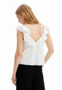 Desigual bluzka damska kolor biały gładka. Okazja: na co dzień. Kolor: biały. Materiał: bawełna. Wzór: gładki. Styl: casual #2