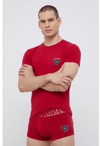 Emporio Armani Underwear Piżama męska kolor czerwony z aplikacją. Kolor: czerwony. Materiał: dzianina. Wzór: aplikacja