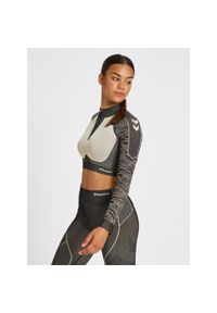 Damska bluza z zamkiem 1/2 crop Hummel MT Mila. Kolor: czarny, szary, wielokolorowy. Sport: fitness