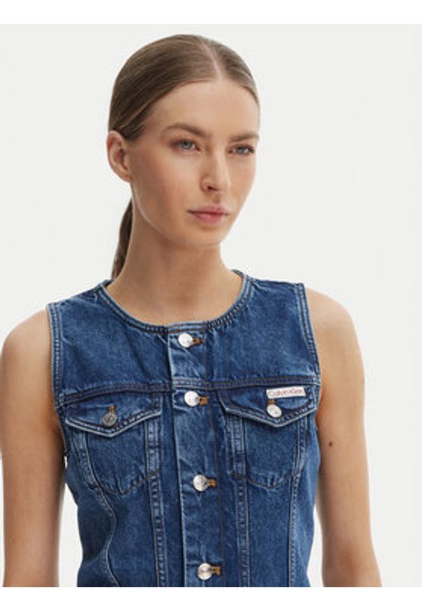 Calvin Klein Jeans Sukienka jeansowa LV047F761G Granatowy Slim Fit. Kolor: niebieski. Materiał: bawełna