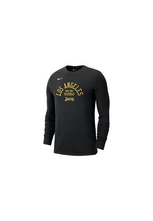 Koszulka sportowa męska Nike Nba Los Angeles Lakers Courtside. Kolor: czarny. Długość rękawa: długi rękaw. Długość: długie. Styl: sportowy