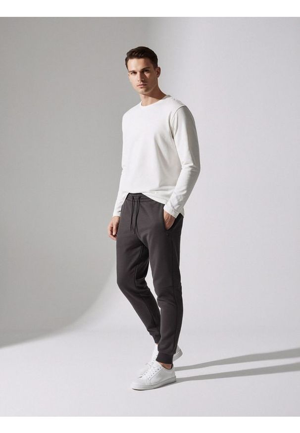 Sinsay - Spodnie dresowe - szary. Kolor: szary. Materiał: dresówka