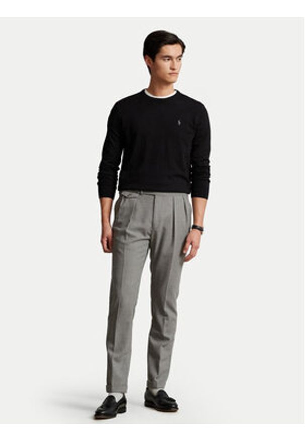Polo Ralph Lauren Sweter Ls 710684957008 Czarny Slim Fit. Typ kołnierza: polo. Kolor: czarny. Materiał: bawełna