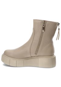 Beżowe Botki Lemar Skórzane Ocieplane Buty Damskie. Kolor: beżowy. Materiał: skóra. Szerokość cholewki: normalna. Wzór: aplikacja. Sezon: jesień, wiosna. Styl: elegancki #7