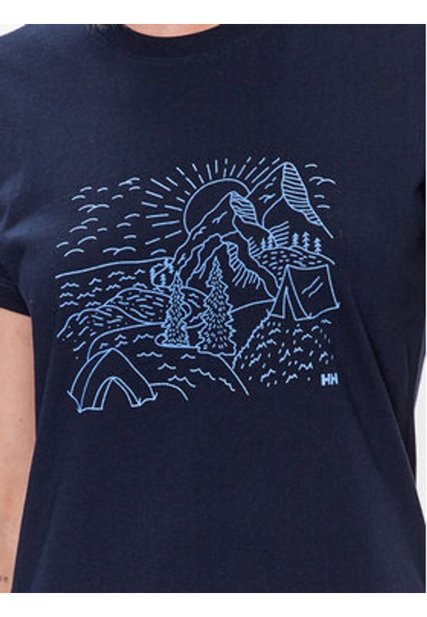 Helly Hansen T-Shirt 63341 Granatowy Regular Fit. Kolor: niebieski. Materiał: bawełna