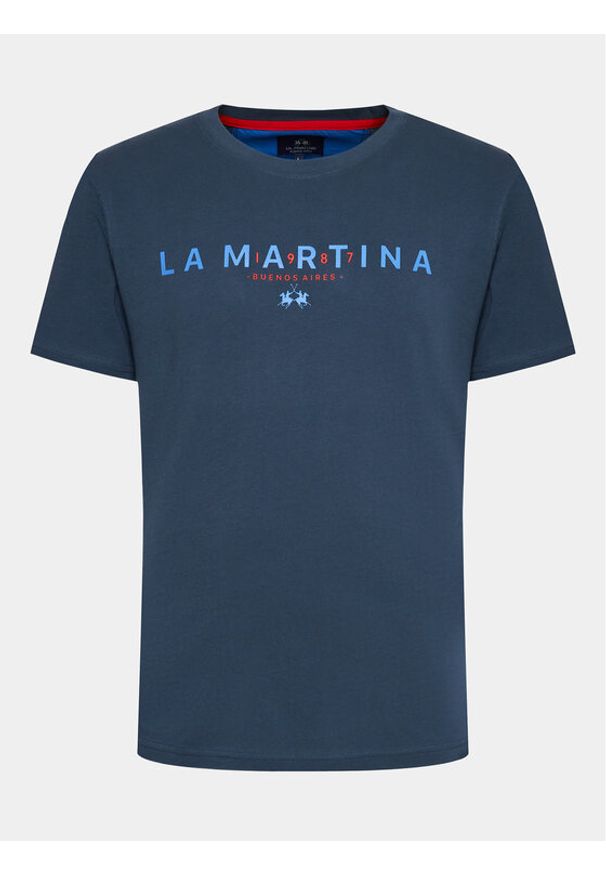 La Martina T-Shirt WMR005 JS206 Granatowy Regular Fit. Kolor: niebieski. Materiał: bawełna