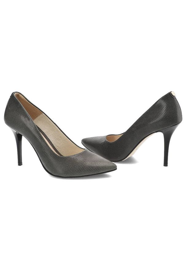 Szare Szpilki Baldaccini Eleganckie Skórzane Buty. Okazja: na co dzień. Zapięcie: bez zapięcia. Kolor: szary. Materiał: skóra. Szerokość cholewki: normalna. Wzór: prążki. Obcas: na szpilce. Styl: elegancki