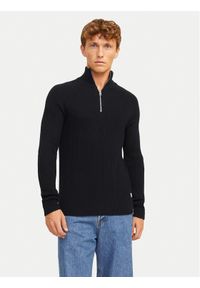 Jack & Jones Sweter Pannel 12258473 Czarny Regular Fit. Kolor: czarny. Materiał: syntetyk, bawełna #1