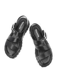 Sandały damskie Tamaris, cholewka ze skóry ekologicznej zapinane na rzep masywna podeszwa, czarne, 1-28233-46 001. Okazja: na co dzień, na spacer. Zapięcie: rzepy. Kolor: czarny. Materiał: skóra ekologiczna. Wzór: paski. Sezon: lato. Styl: elegancki, casual #3