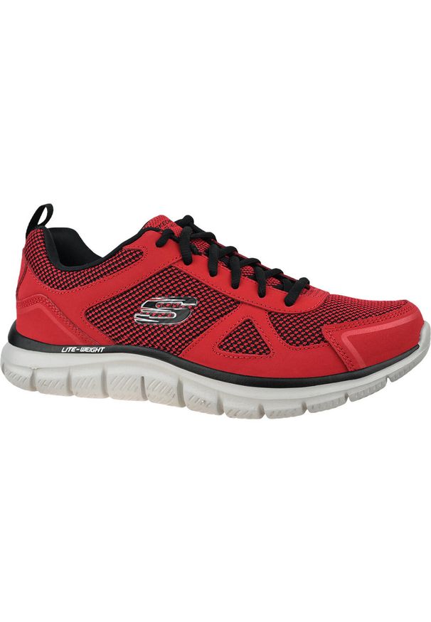 skechers - Buty do chodzenia męskie Skechers Track Bucolo. Zapięcie: sznurówki. Kolor: czerwony, czarny, wielokolorowy. Materiał: materiał, syntetyk. Szerokość cholewki: normalna. Sport: turystyka piesza