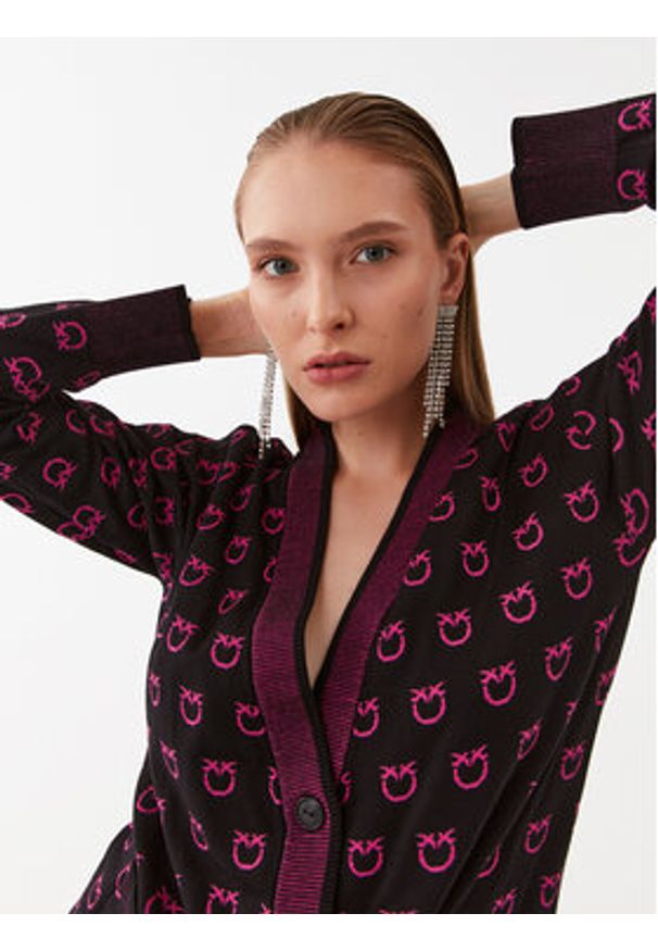 Pinko Kardigan 101562 A112 Czarny Regular Fit. Kolor: czarny. Materiał: wiskoza
