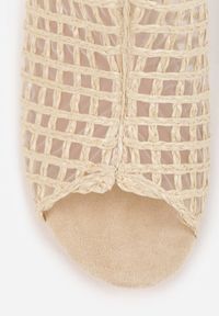 Born2be - Beżowe Botki Vices na Obcasie z Siateczkową Cholewką Karhiris. Okazja: na co dzień. Kolor: beżowy. Materiał: jeans. Sezon: wiosna, lato. Obcas: na obcasie. Styl: casual, elegancki. Wysokość obcasa: średni #3