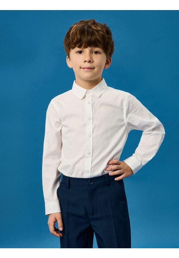 Sinsay - Bawełniana klasyczna koszula - biały. Kolor: biały. Materiał: bawełna. Styl: klasyczny