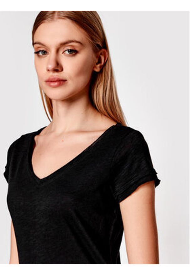 Sisley T-Shirt 3TNHL4007 Czarny Regular Fit. Kolor: czarny. Materiał: bawełna