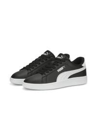 Puma - Młodzieżowe skórzane sneakersy Smash 3.0 PUMA Black White. Kolor: czarny, wielokolorowy, biały. Materiał: skóra