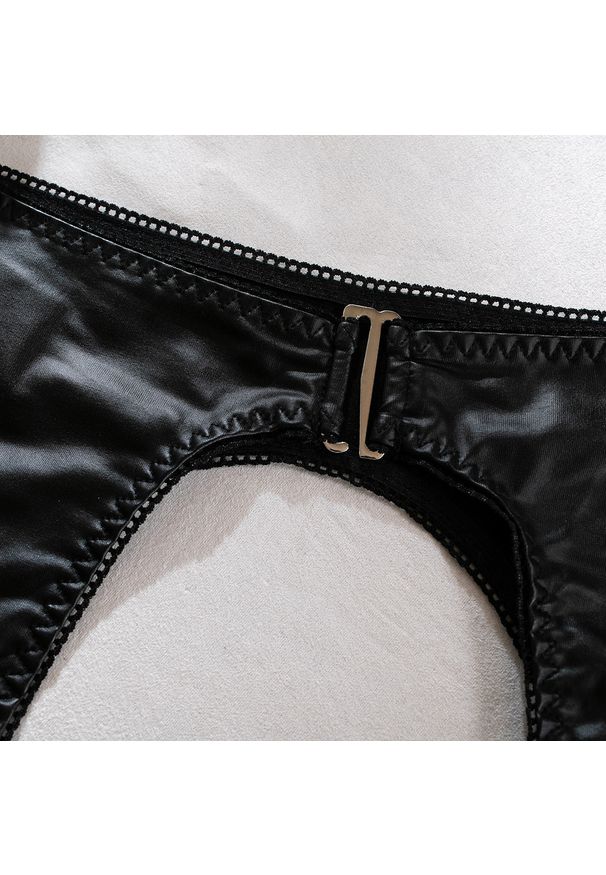 Intica - Komplet bielizny z wycięciami elegancki na specjalne okazje Ghica. Kolor: czarny. Wzór: gładki