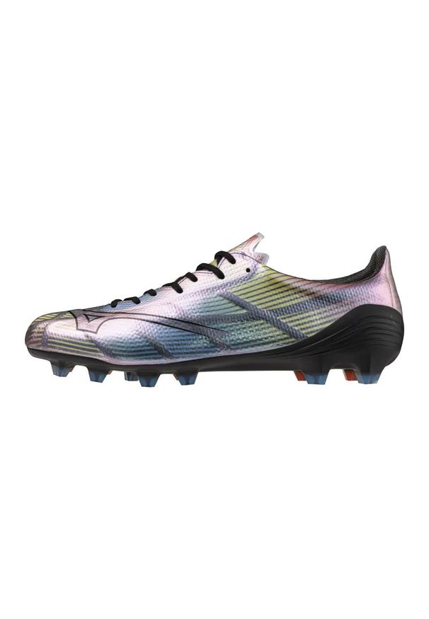 Buty piłkarskie Mizuno Alpha Japan II FG. Kolor: czarny, wielokolorowy. Materiał: materiał, syntetyk, tkanina. Sport: piłka nożna
