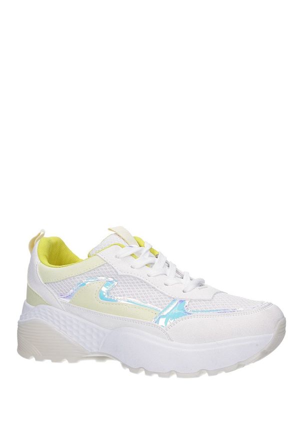 Casu - Białe buty sportowe sneakersy sznurowane casu 7-k662d. Kolor: wielokolorowy, żółty, biały