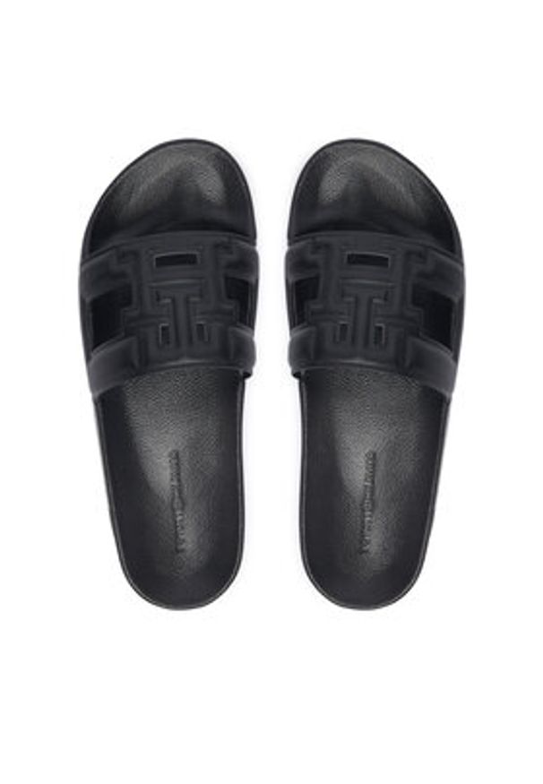 TOMMY HILFIGER - Tommy Hilfiger Klapki Monogram Pool Slide FW0FW09424 Czarny. Kolor: czarny. Materiał: skóra
