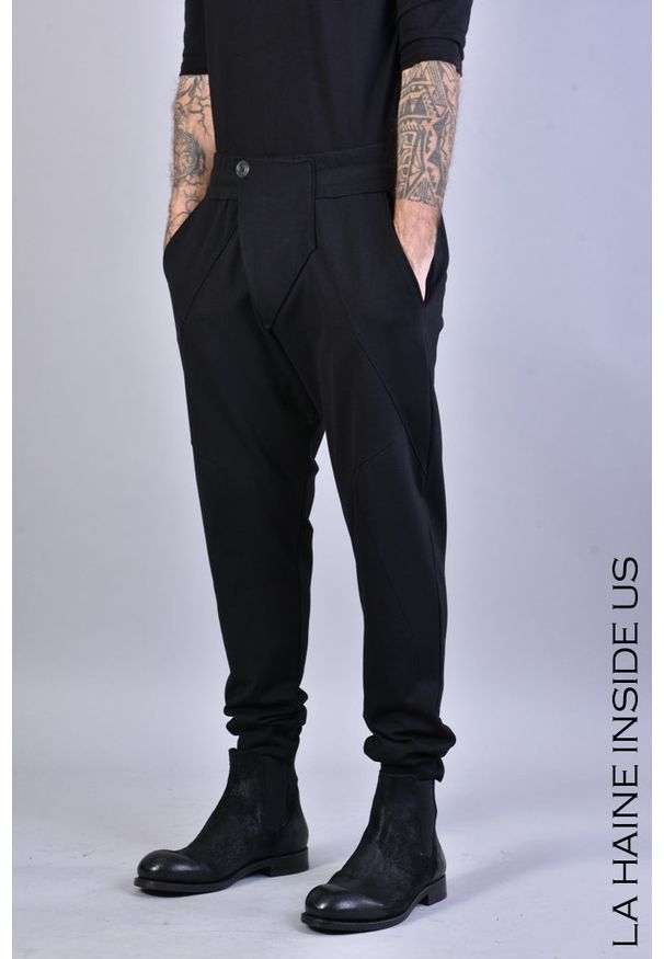 La Haine Inside Us Spodnie "LM009" | A2303 3M LM009 | Mężczyzna | Czarny. Kolor: czarny. Materiał: nylon, wiskoza, elastan