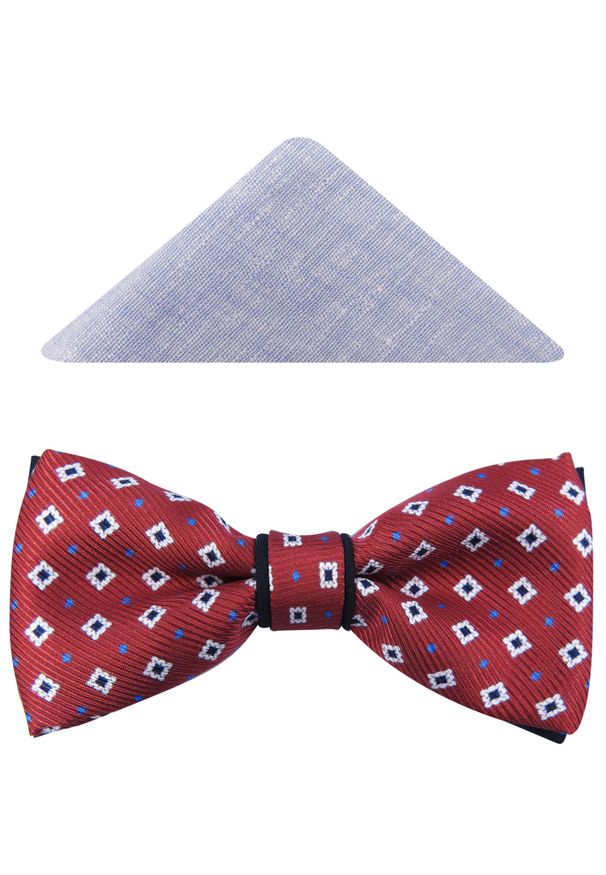 Modini - Czerwono-granatowa mucha w kwadraciki A118. Kolor: wielokolorowy, czerwony, niebieski. Materiał: poliester, tkanina. Styl: elegancki