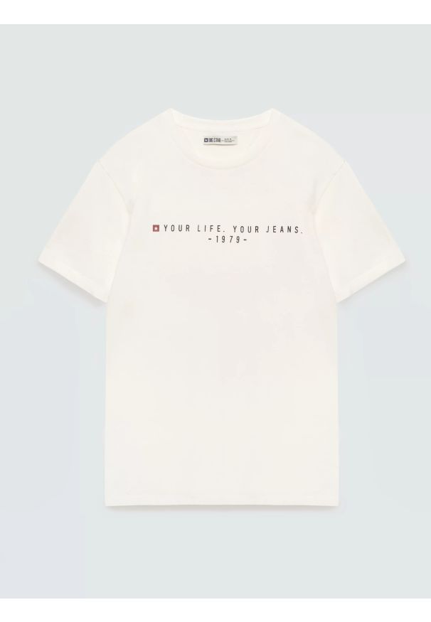 Big-Star - Koszulka męska z nadrukiem biała Oliver 100. Kolor: biały. Materiał: materiał, bawełna. Wzór: nadruk. Styl: klasyczny