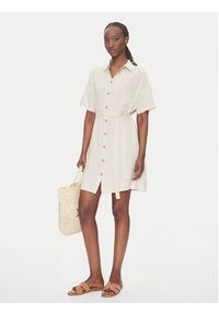 Vero Moda Sukienka koszulowa Thea 10333791 Beżowy Loose Fit. Kolor: beżowy. Materiał: len. Typ sukienki: koszulowe #4