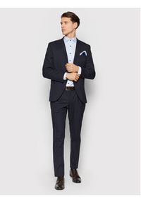 Selected Homme Spodnie garniturowe Logan 16051395 Granatowy Slim Fit. Kolor: niebieski. Materiał: wiskoza