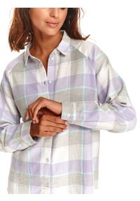 TOP SECRET - Luźna koszula w kratę. Kolor: fioletowy. Materiał: tkanina, bawełna. Długość: długie. Sezon: jesień #7