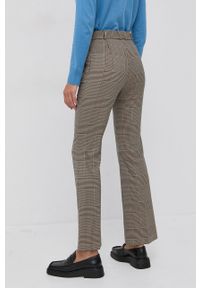BOSS - Boss Spodnie 50463620 damskie kolor beżowy proste high waist. Okazja: na co dzień. Stan: podwyższony. Kolor: beżowy. Materiał: tkanina, poliester, materiał, wiskoza. Styl: casual #3