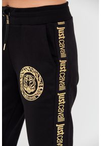 Just Cavalli - JUST CAVALLI Czarne spodnie dresowe męskie T-round Gold, Rozmiar XS. Kolor: czarny. Materiał: dresówka